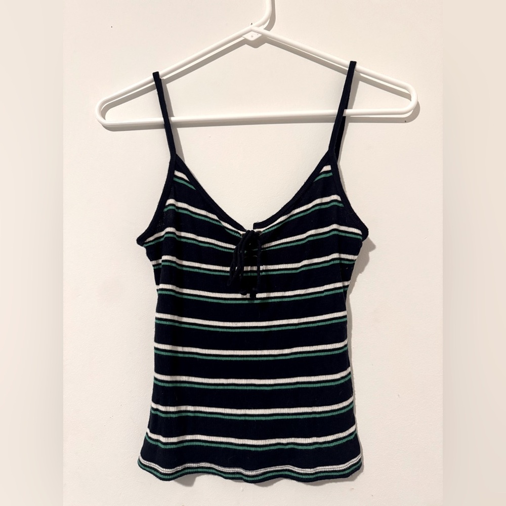 Prince & Fox Ribbed Camisole w/ Tie-Front Detail & Stripes